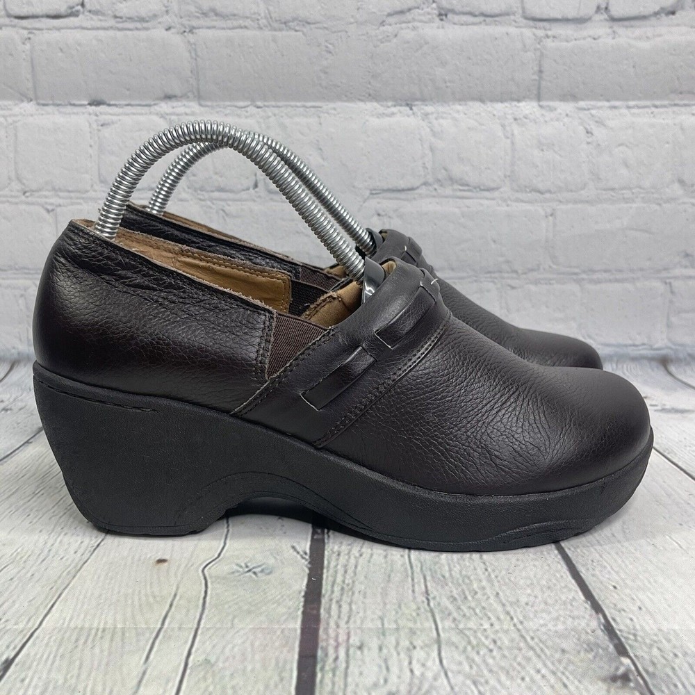 Bjorndal Clogs WYLIE Women Size 10 Slip-on Wedge Comfort Shoes Brown Leather